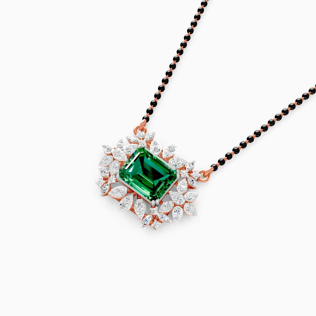 Emerald Floral Halo Pendant