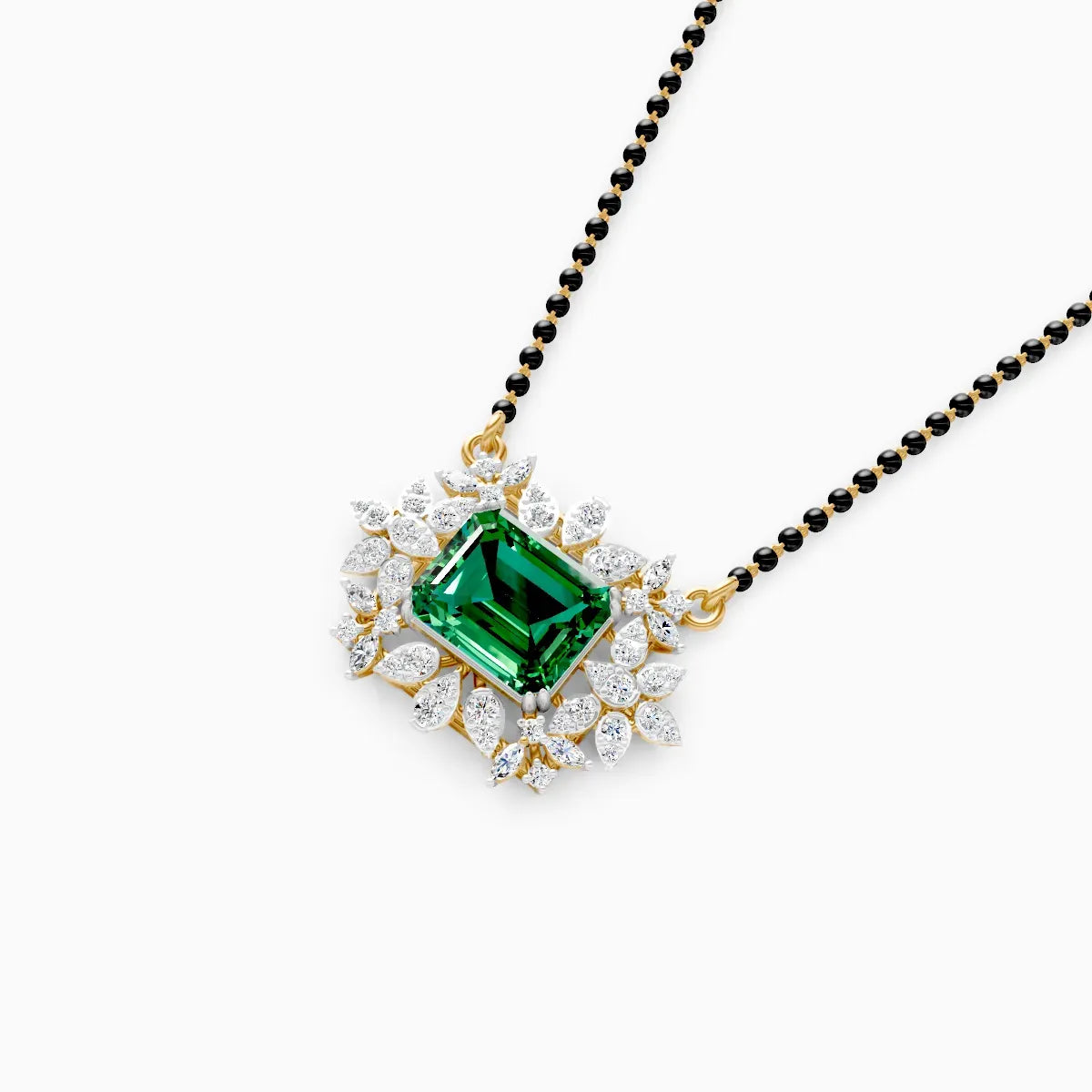 Emerald Floral Halo Pendant