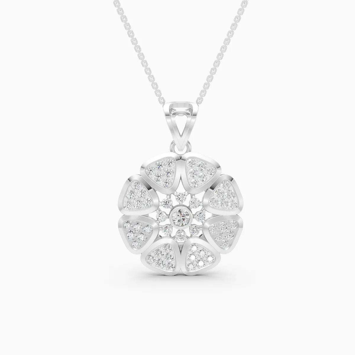 Round Floral Lab Grown Diamond Pendant