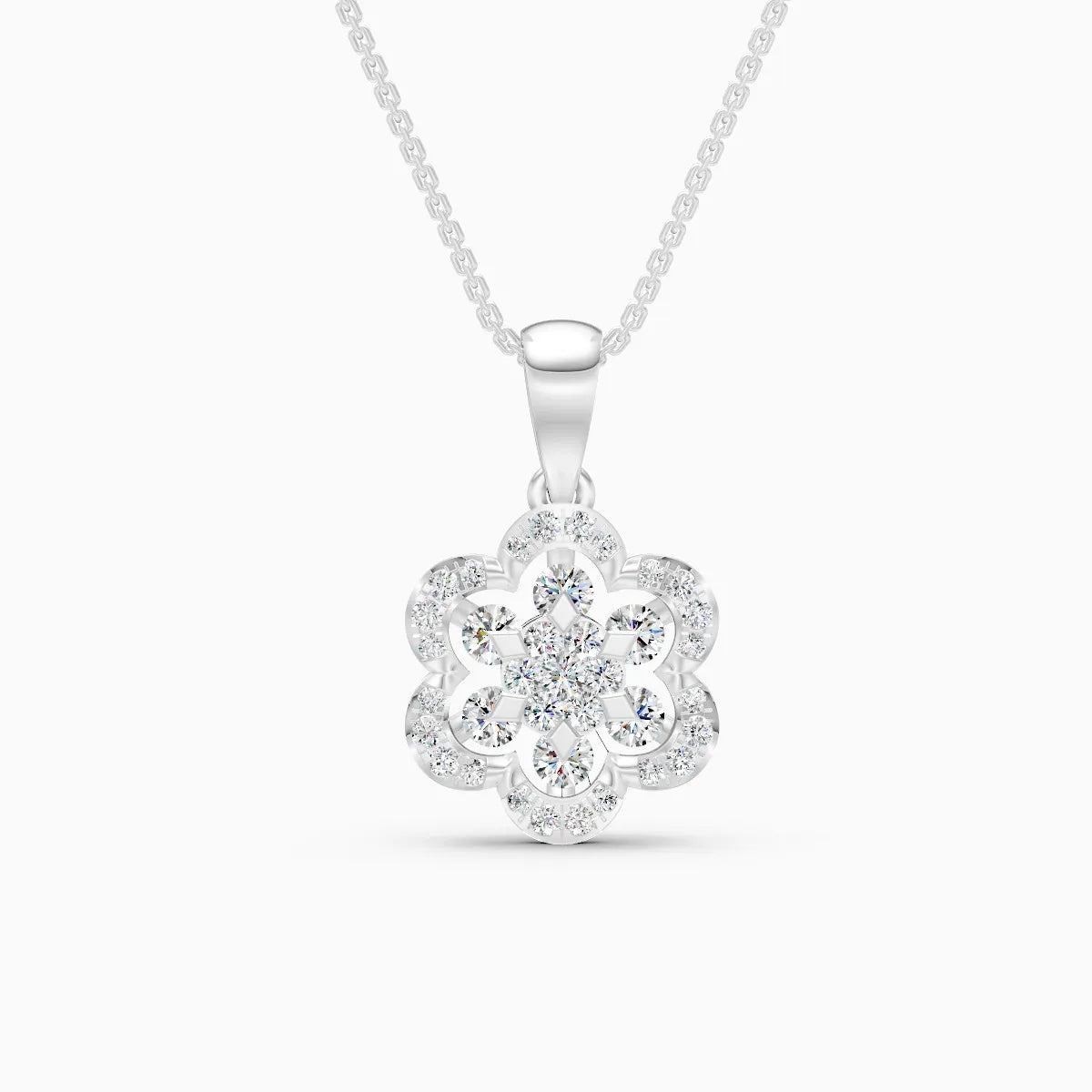 Flower Style Lab Grown Diamond Pendant