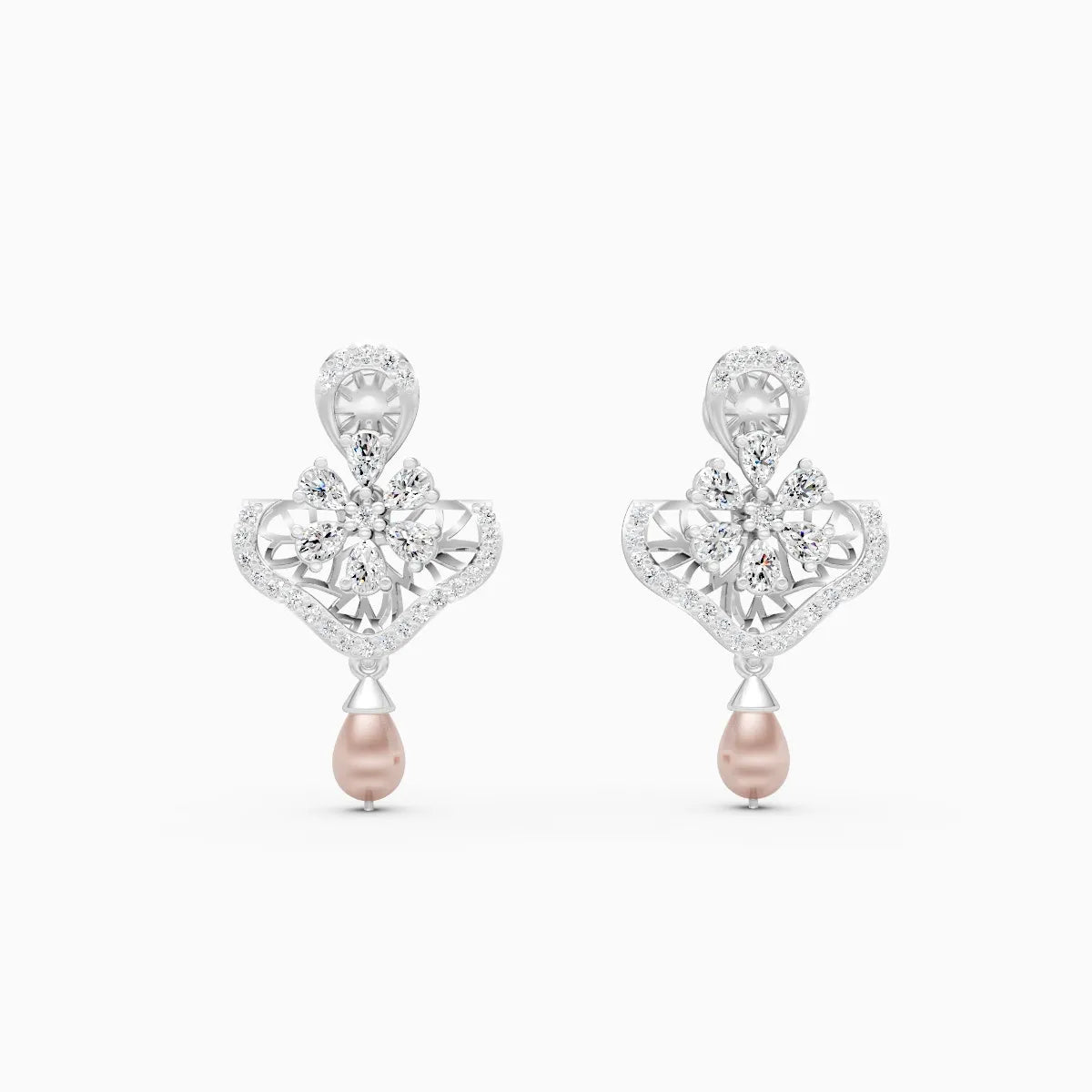 Celeste Crown Diamond Earrings with Floral Design