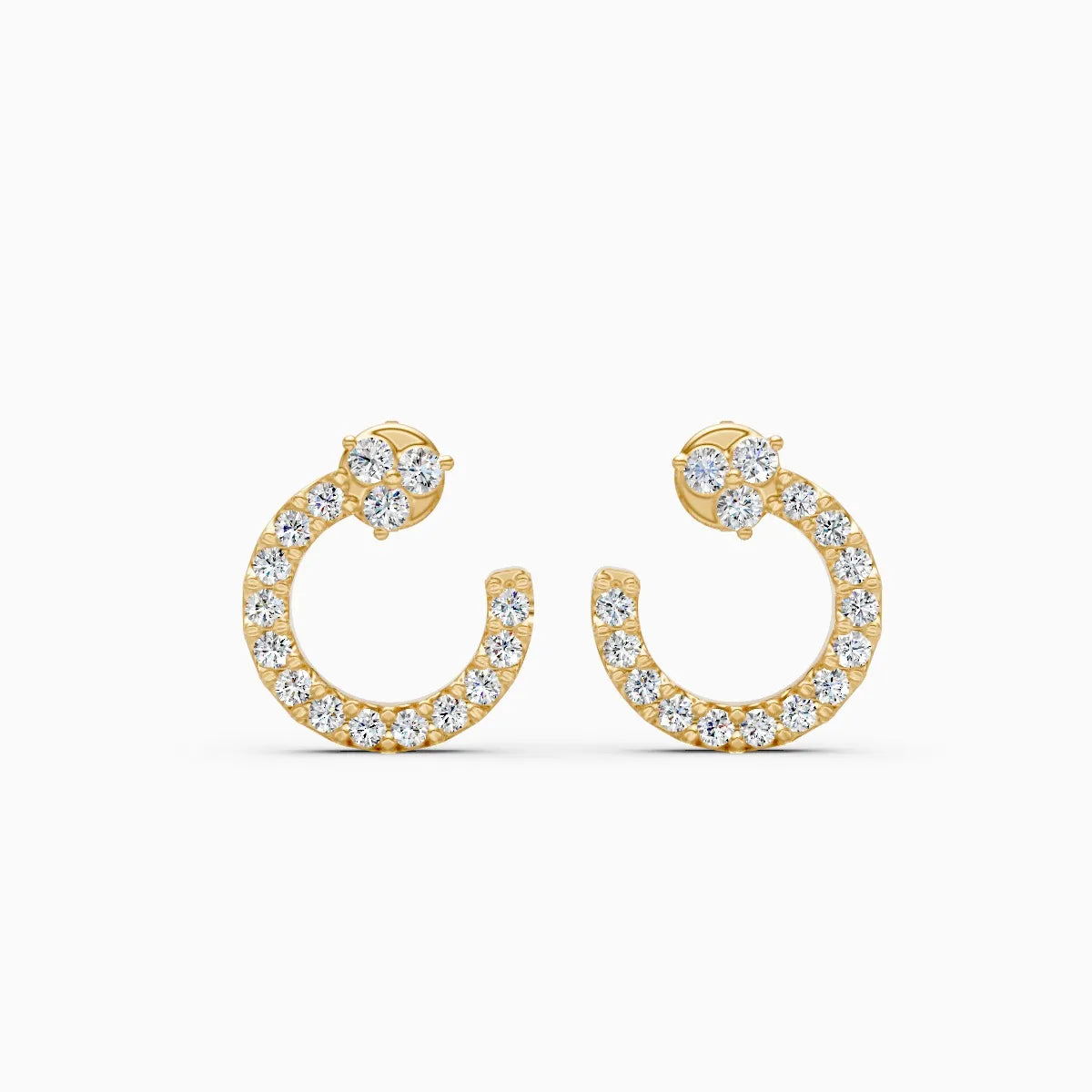 Diamond Crescent Stud Earrings with Sparkle