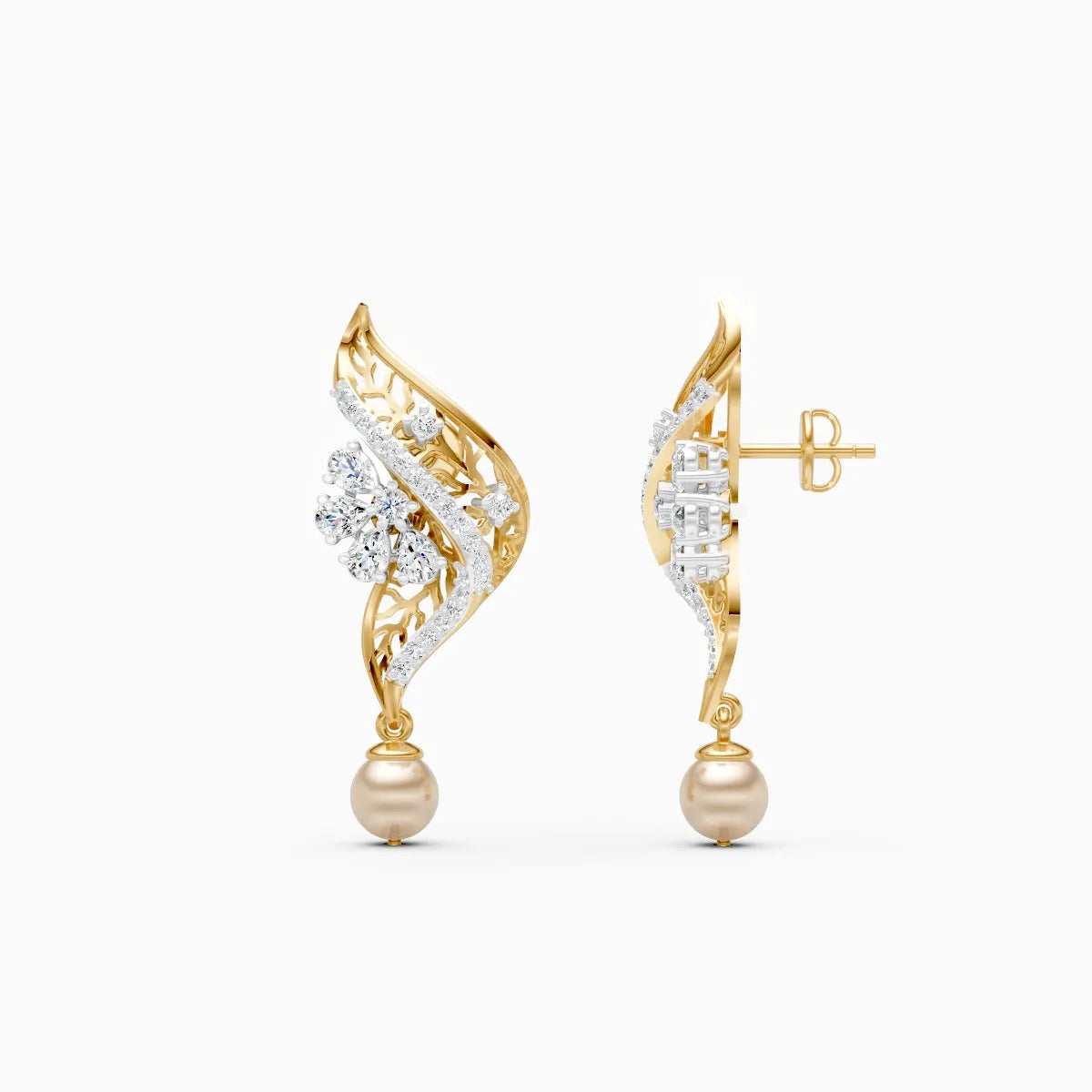 Leaf Whisper Lab Grown Diamond Earrings