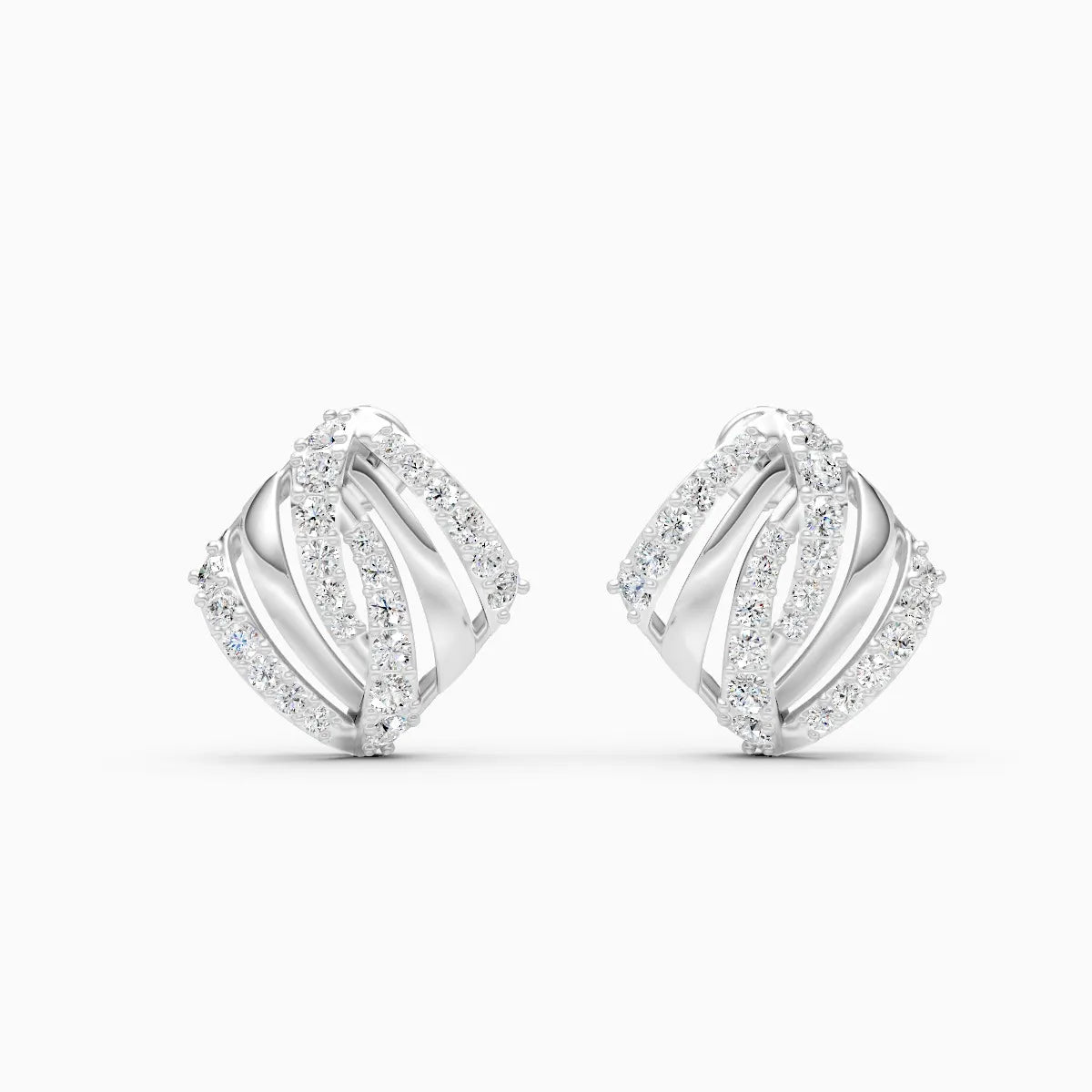 Criss-Cross Shine Diamond Stud Earrings