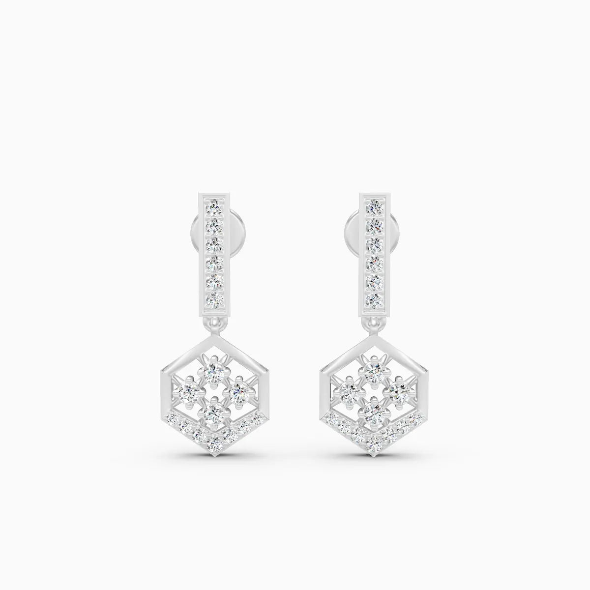 GeoGlint Hexagon Structured Shine Earrings