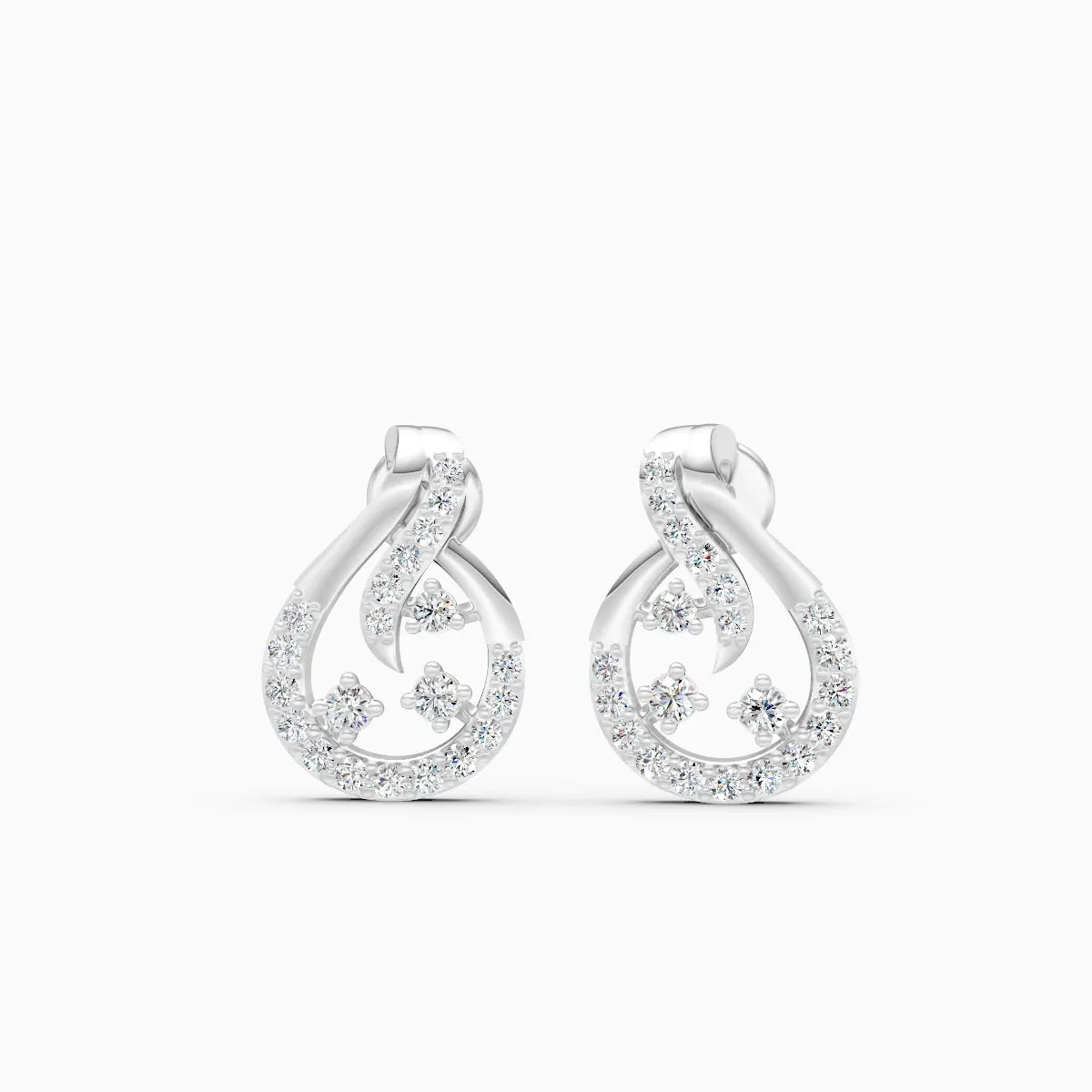 Swirl and Bloom Diamond Stud Earrings