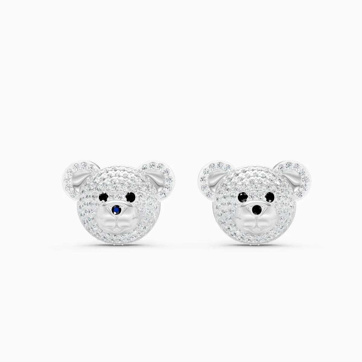 Adorable Teddy Face Diamond Stud Earrings