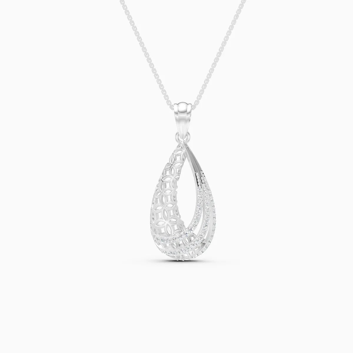 Dual Finish Drop Diamond Pendant