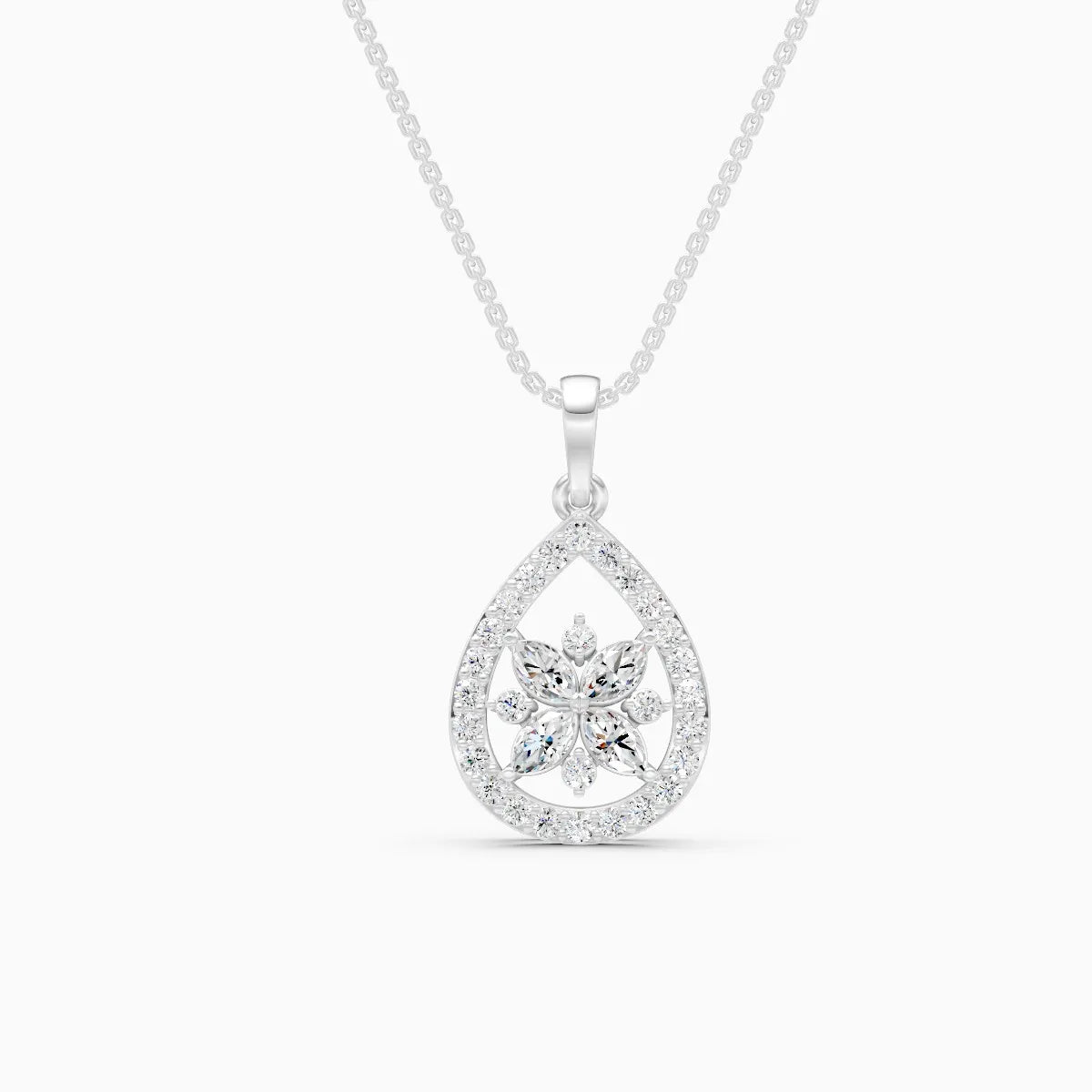 TearDrop Bloom Diamond Pendant with Marquise Petals