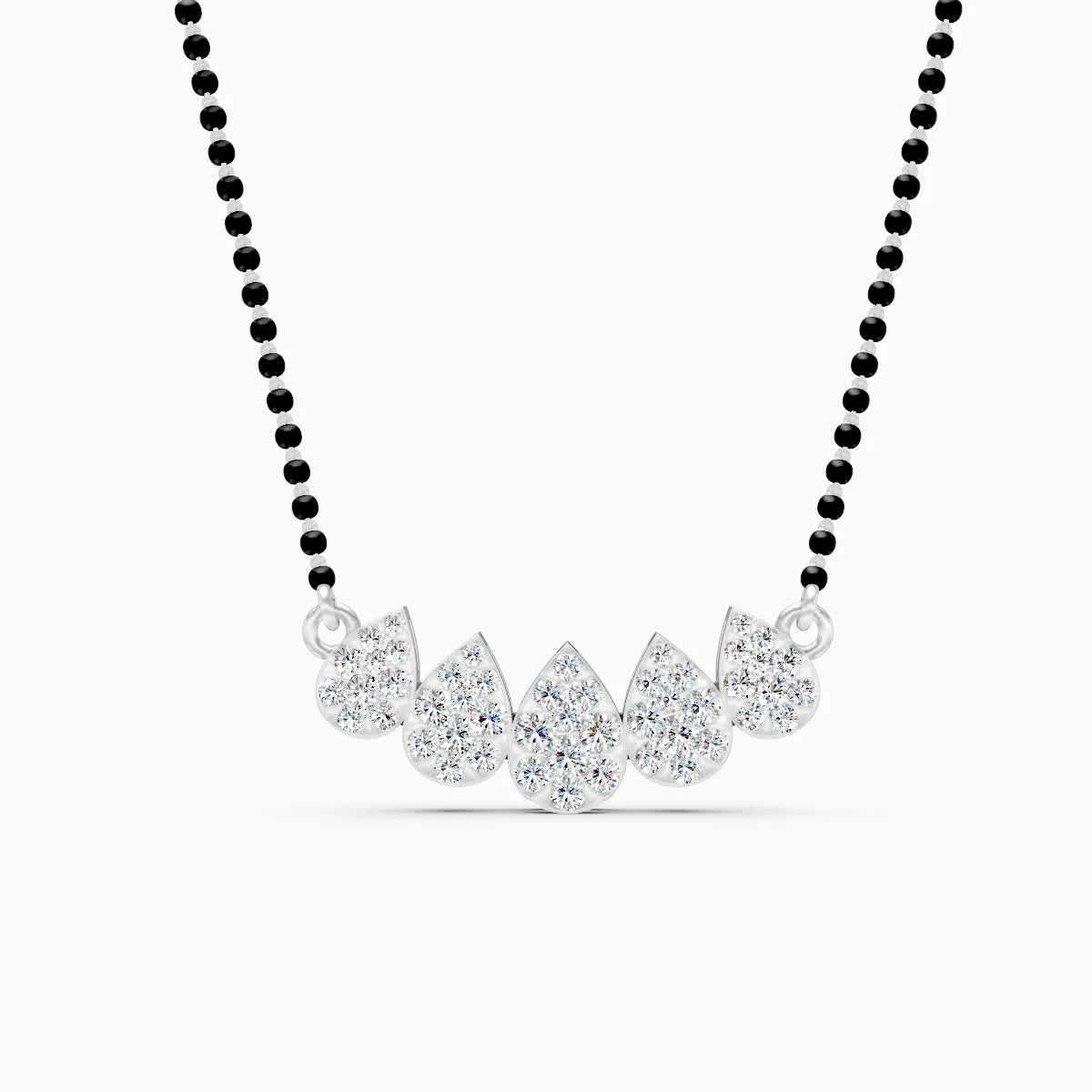Brilliant Curve of Pear in Round-cut Lab Diamond Mangalsutra
