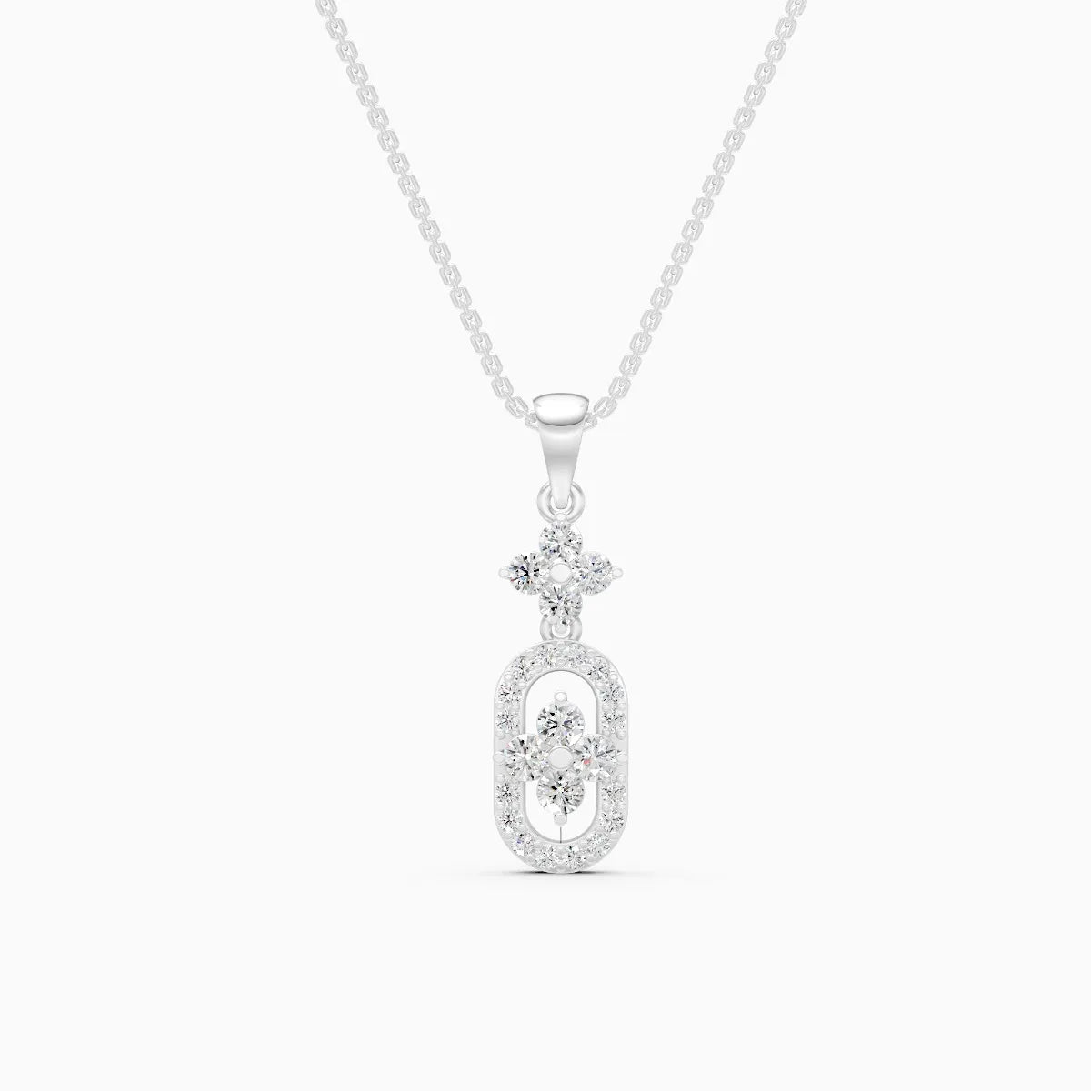 Round Cut Cluster Pill Flower Drop Pendant