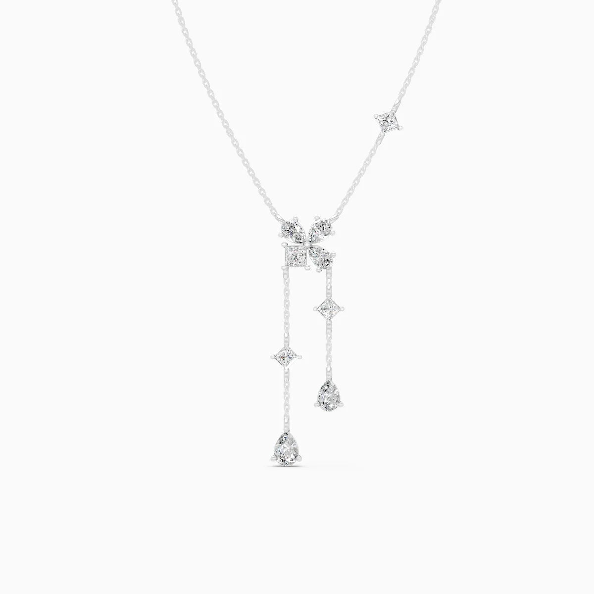Layered Pear Drops with Princess-Cut Centerpiece Necklace