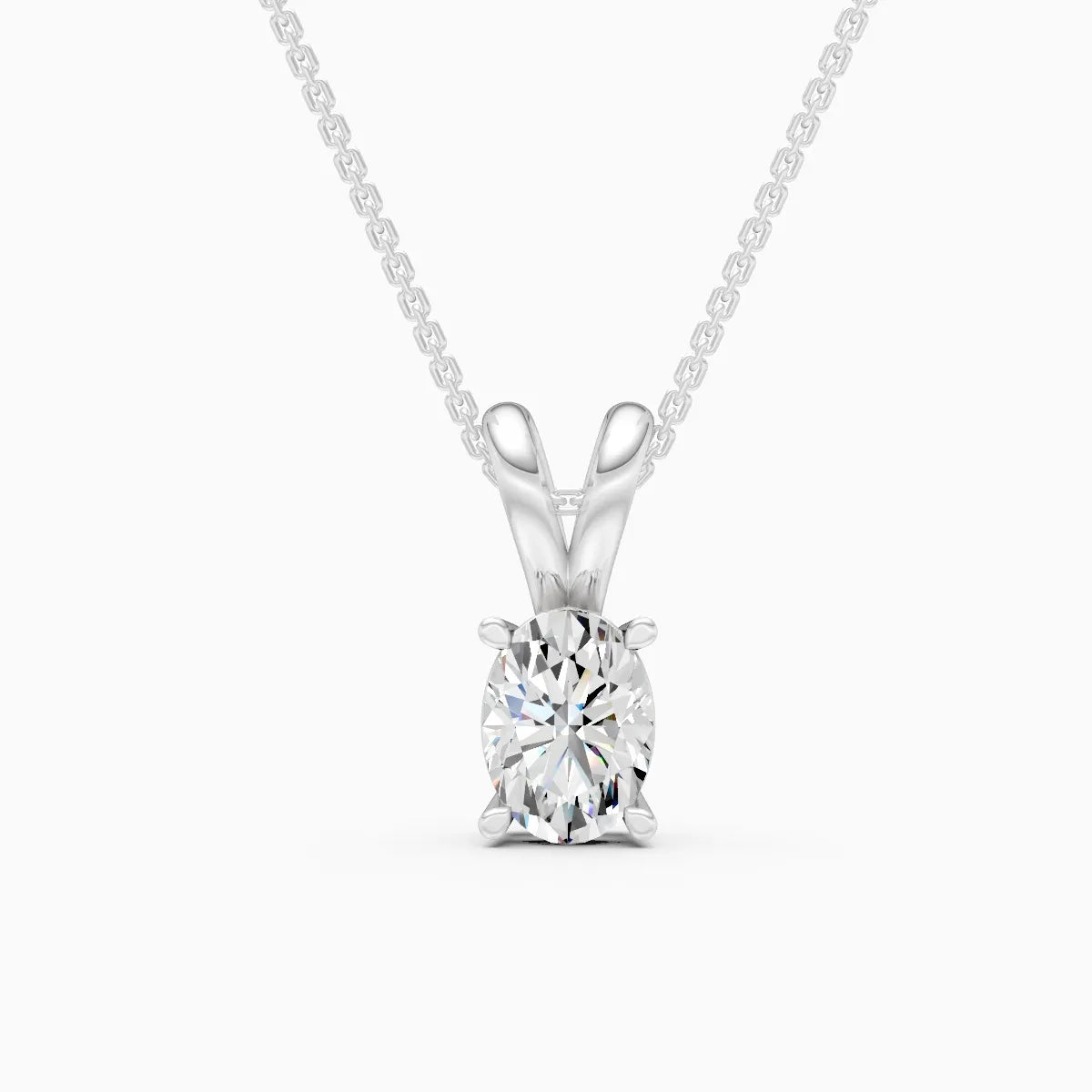 Sleek Oval Diamond Pendant