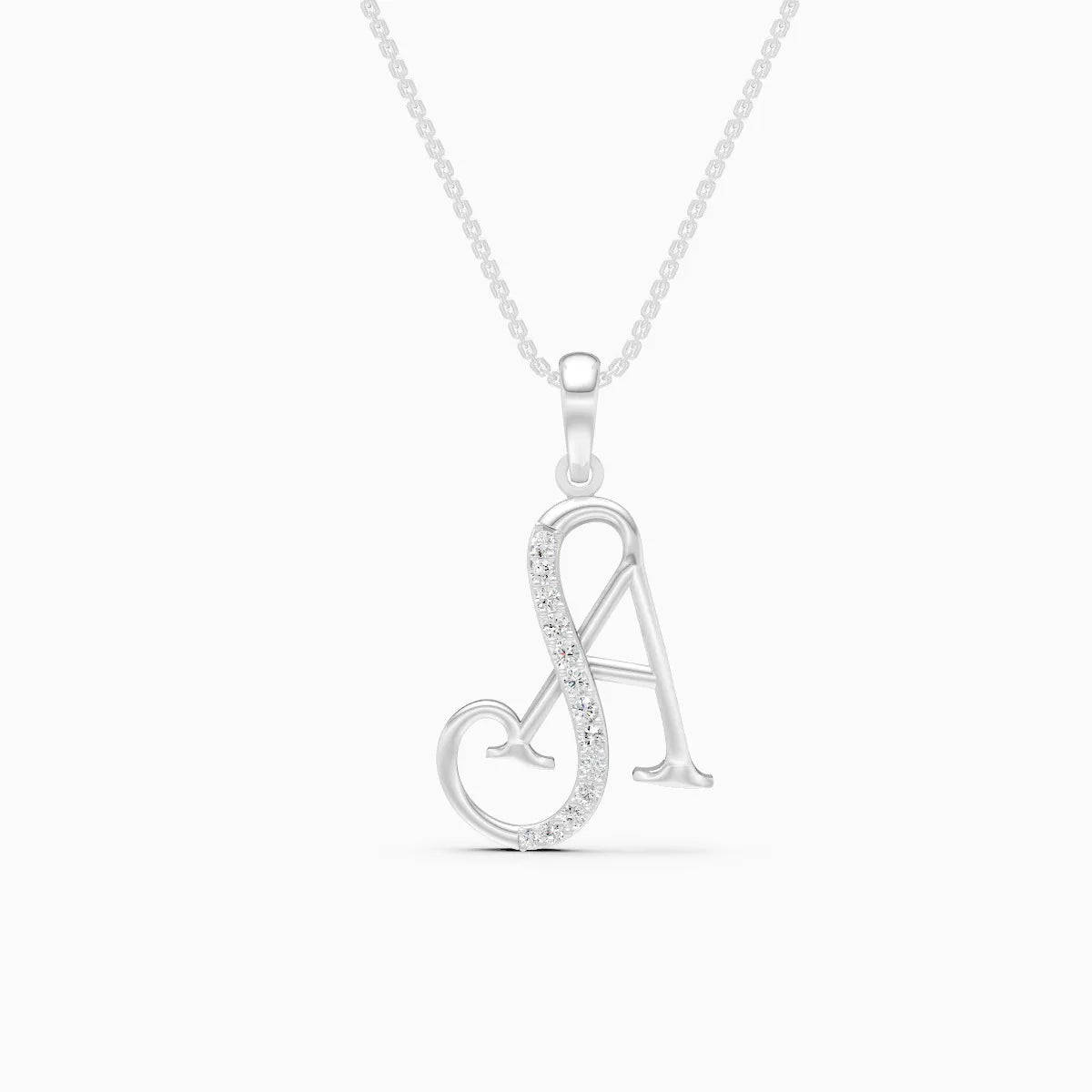 Diamond-Streaked A Alphabet Drop Pendant