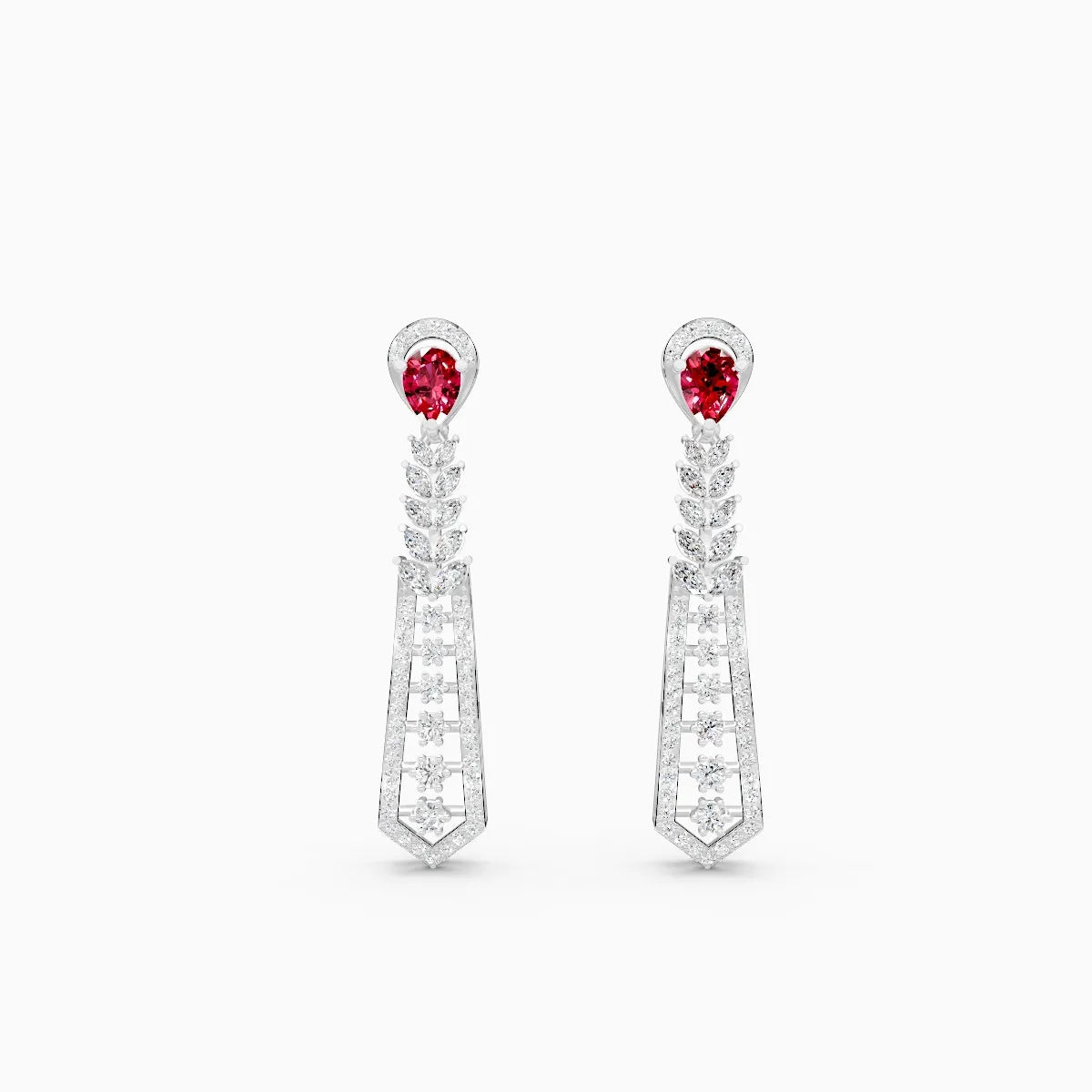 Pear Ruby Style Tear Drop Earrings