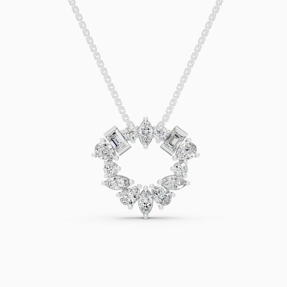 Geometric fusion Round Diamond Necklace