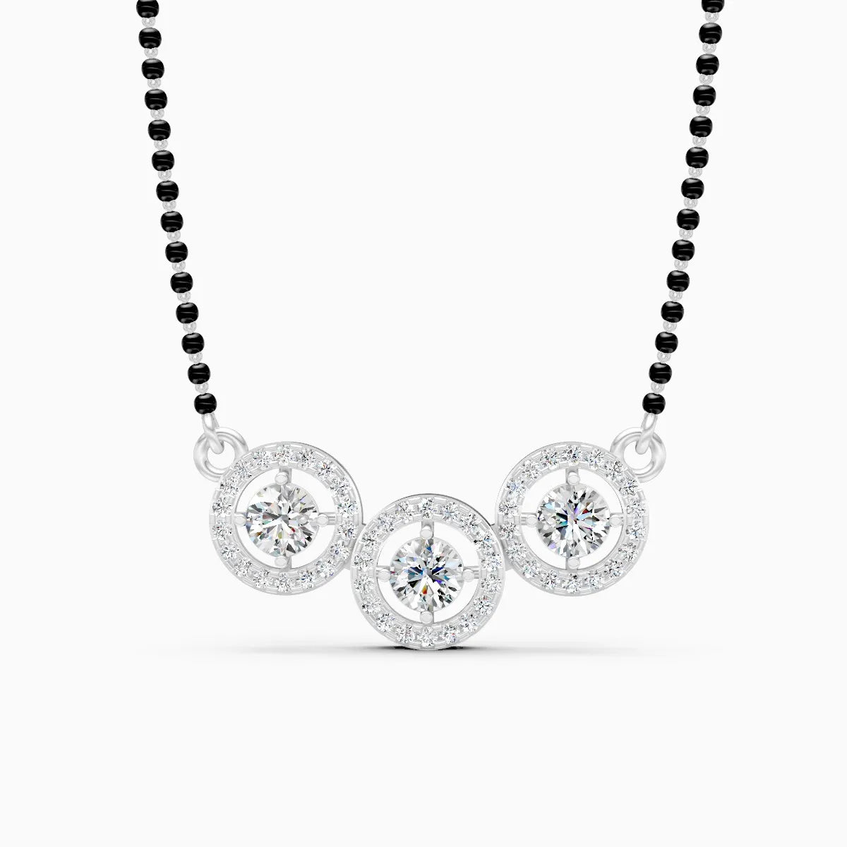 Stylish Circle Triple Halo Diamond Mangalsutra