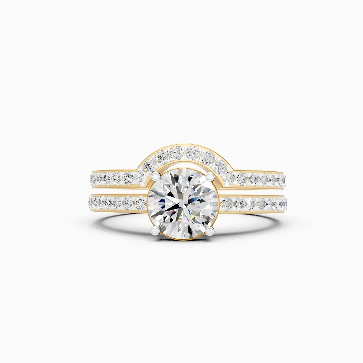 Timeless Round Cut Diamond Ring with Double Band