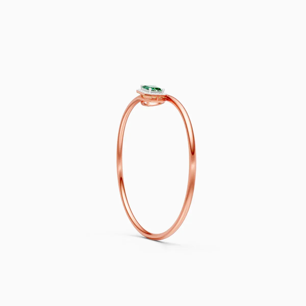Elegant Emerald-Style Stone With Round Diamond Bracelet