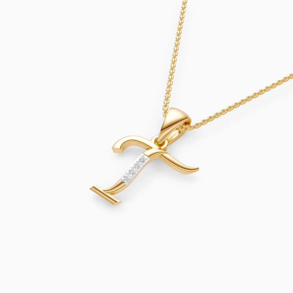 Letter Lab Grown Diamond Gold Pendant