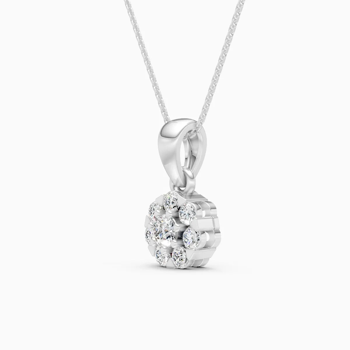 Cluster Flower Round Diamond Charm Pendant