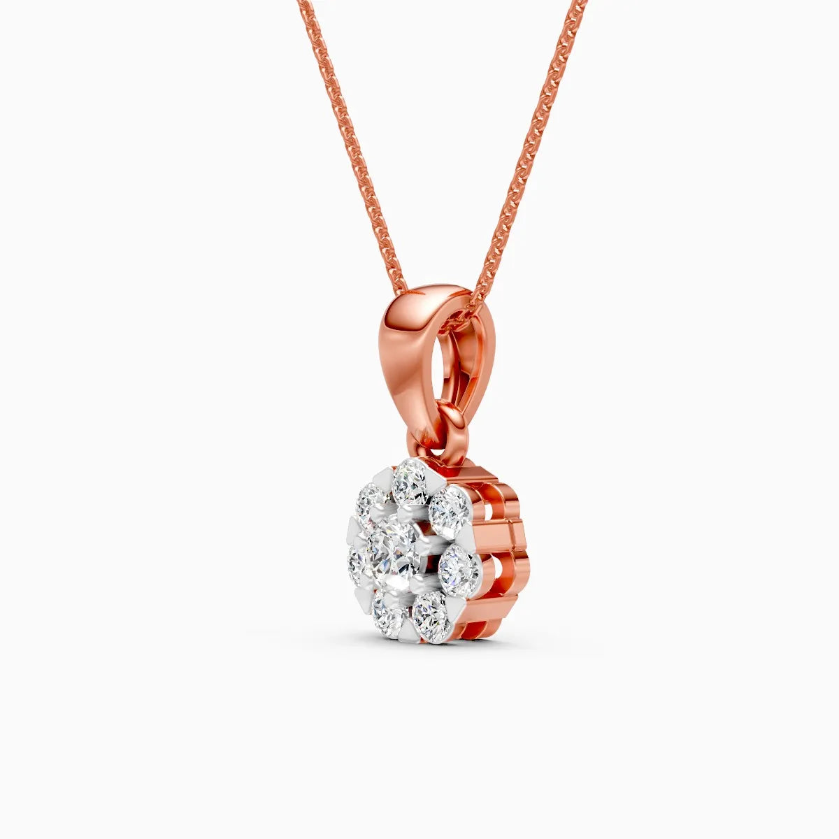 Cluster Flower Round Diamond Charm Pendant