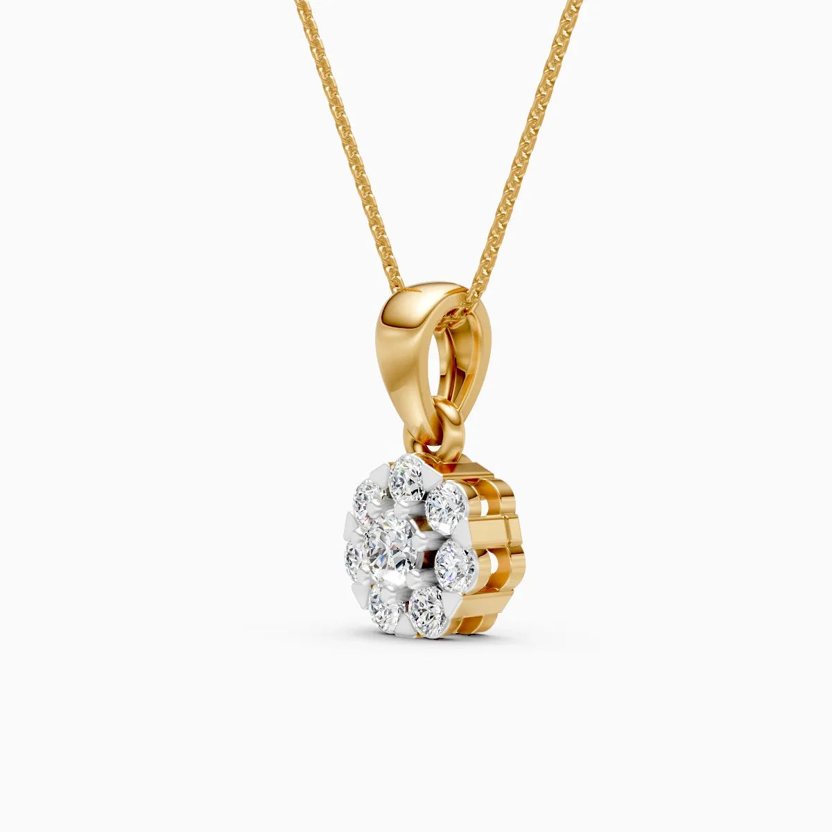 Cluster Flower Round Diamond Charm Pendant