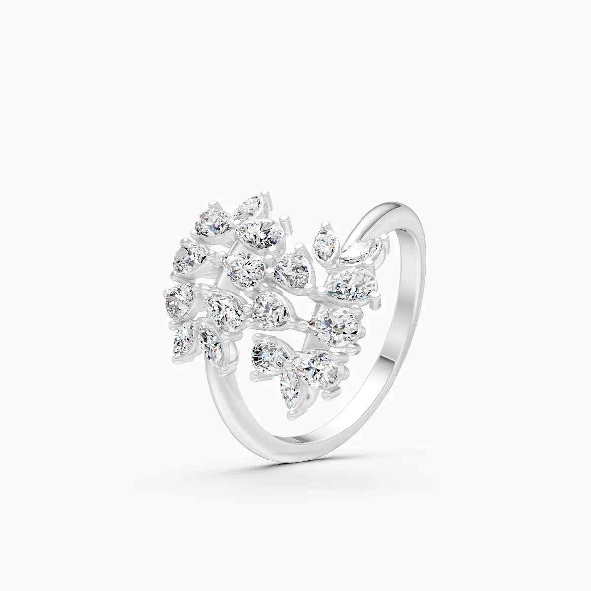 Leaf Style Diamond Cluster Ring