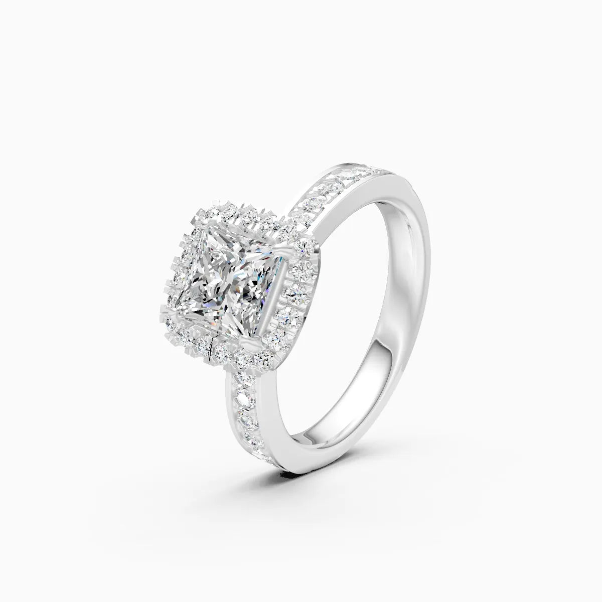 Classic Halo Square Diamond Engagement Ring