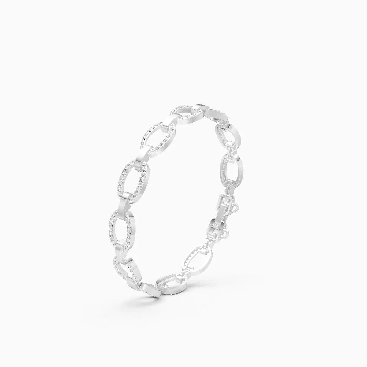Oval Link Chain Diamond Bracelet