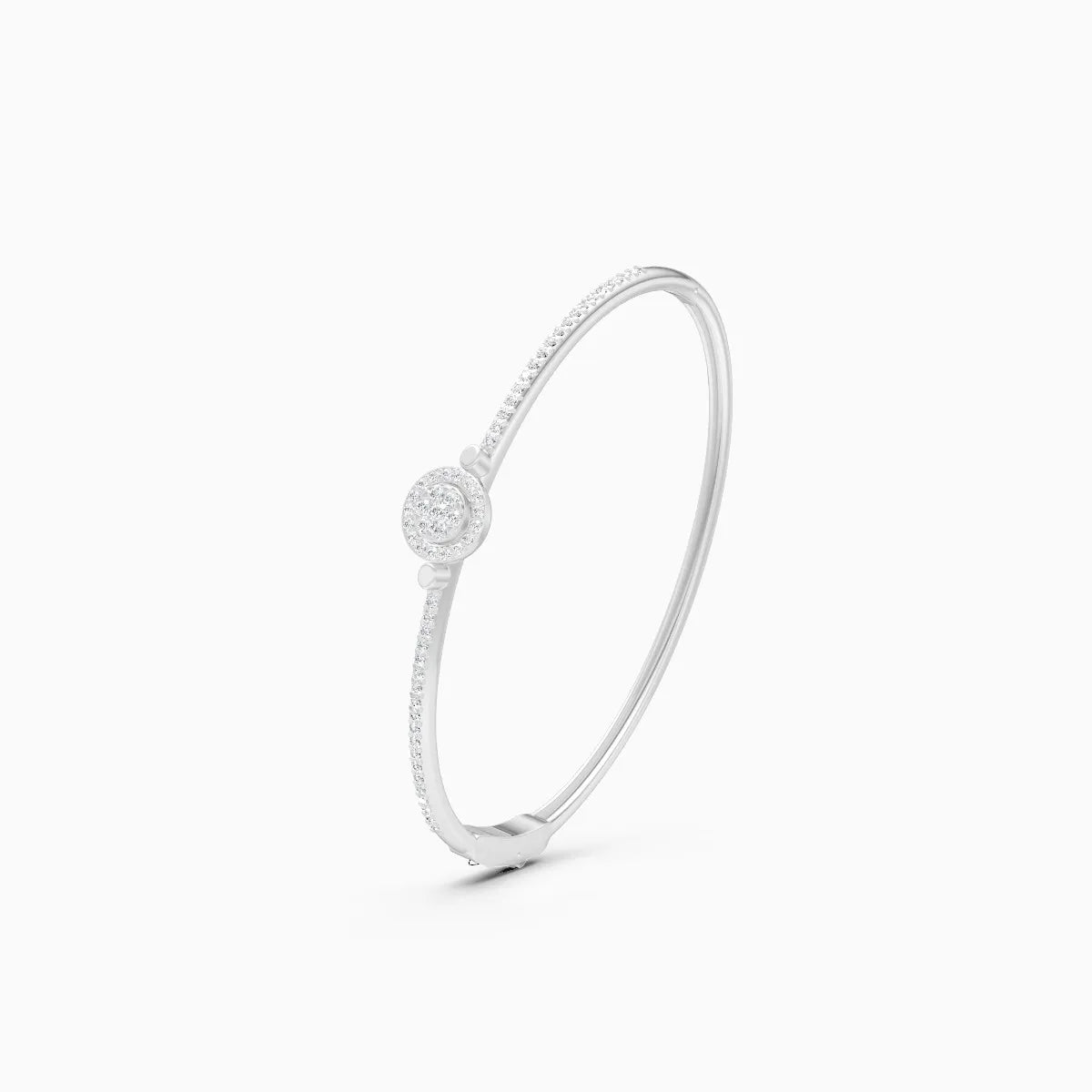 Sleek Diamond Band Bracelet Featuring Central Solitaire