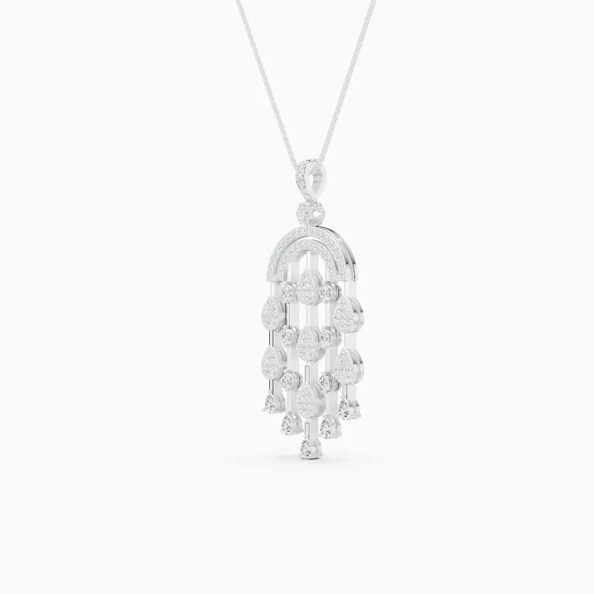 Chandelier Style Drop-Set Diamond Pendant