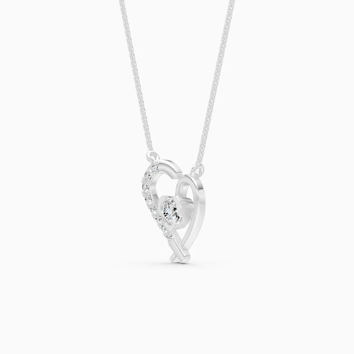 Soulmate Curve Lab Diamond Heart Necklace