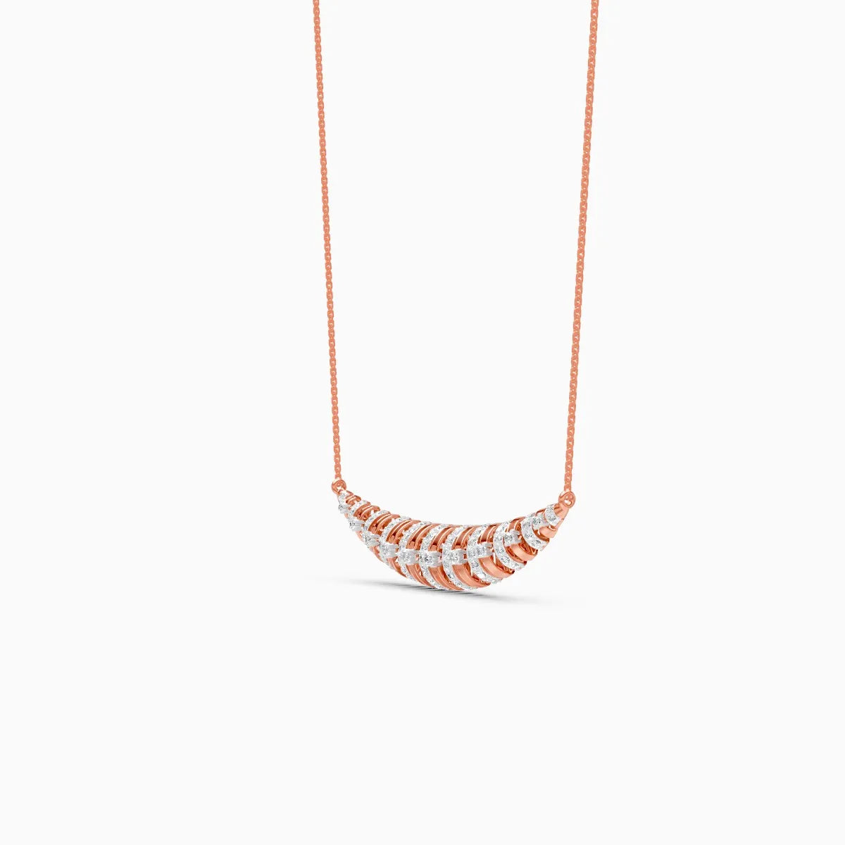 Symmetric Round-Cut Diamond Multi-Tone Arc Pendant