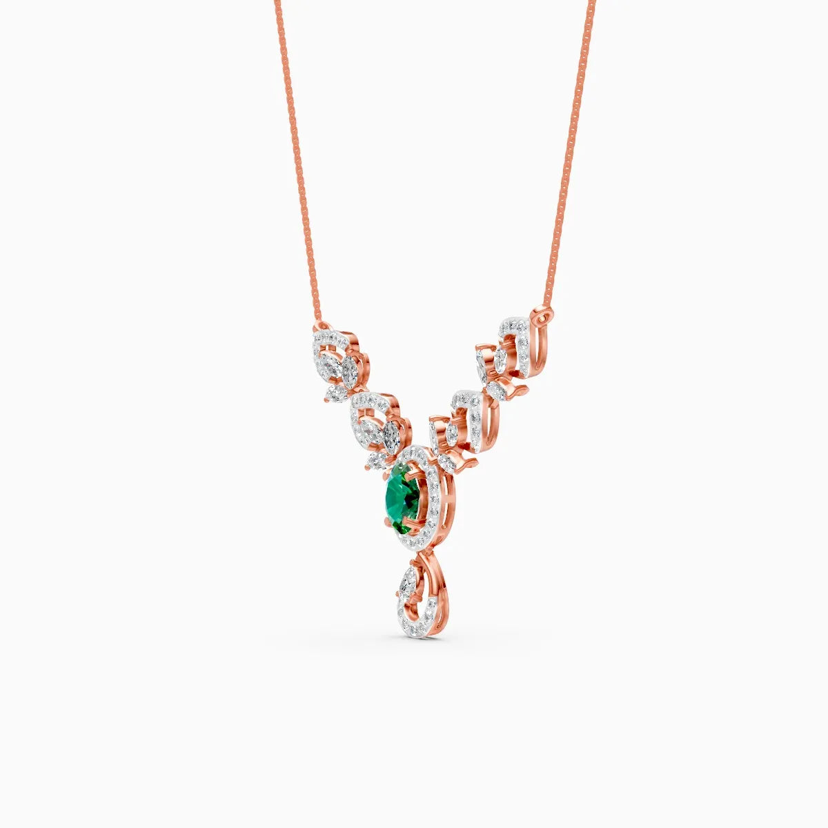 Elegant Teardrop Marquise Leaf Shape And Oval-Cut Lab Diamond Pendant