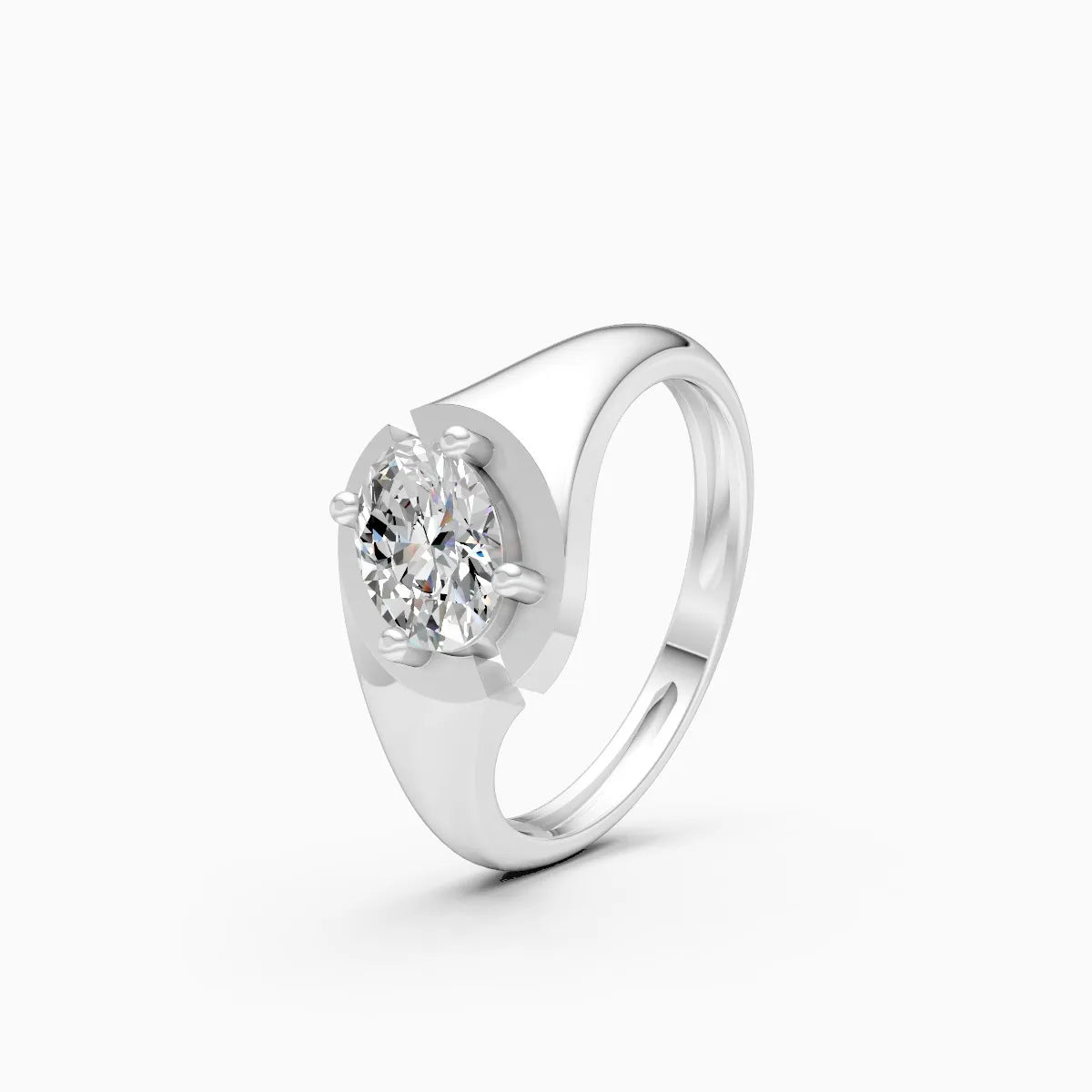 Oval Bypass Solitaire Ring