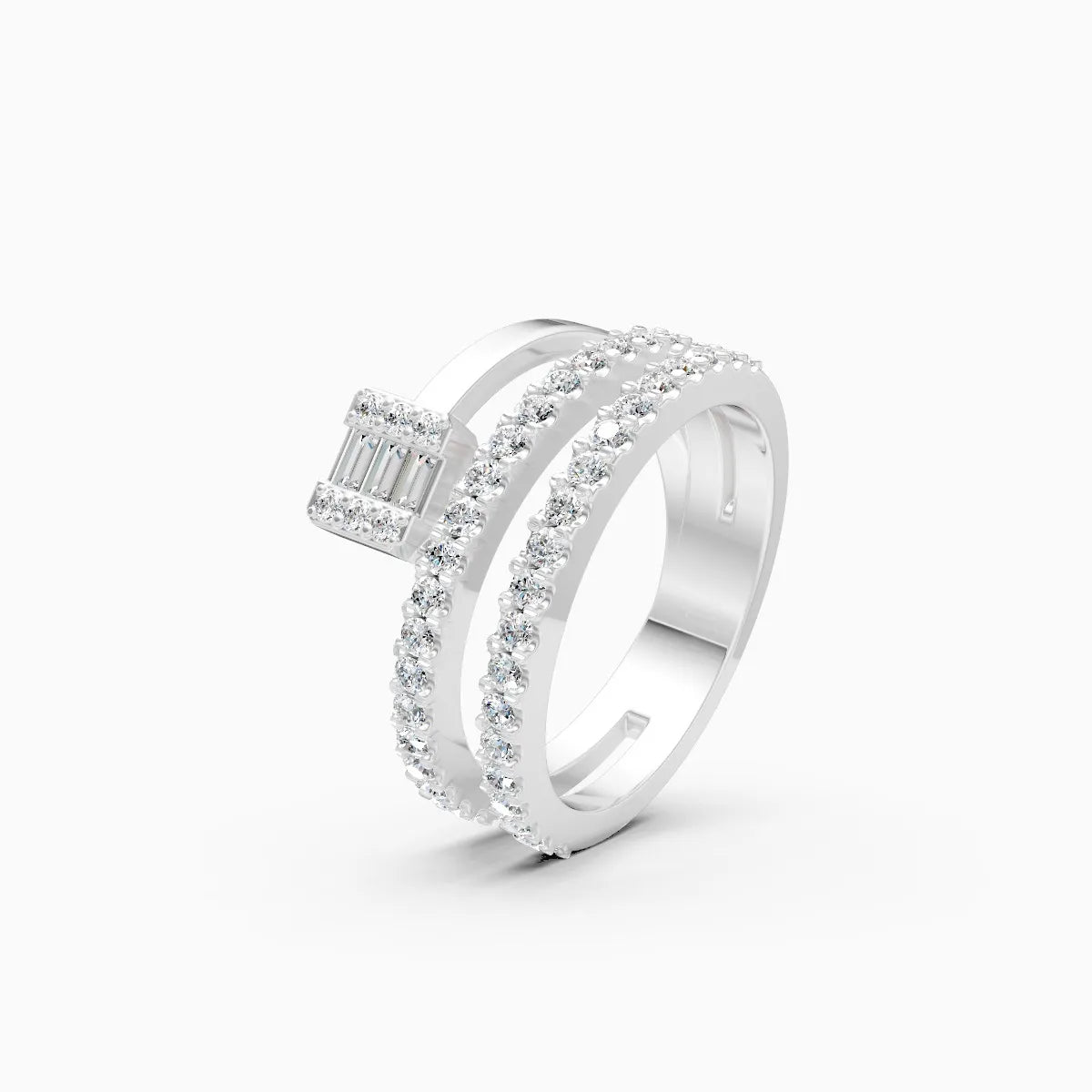 Minimal Line Baguette Center Diamond Ring