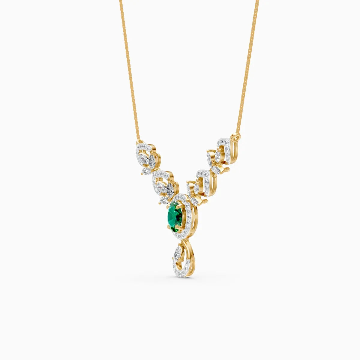Elegant Teardrop Marquise Leaf Shape And Oval-Cut Lab Diamond Pendant