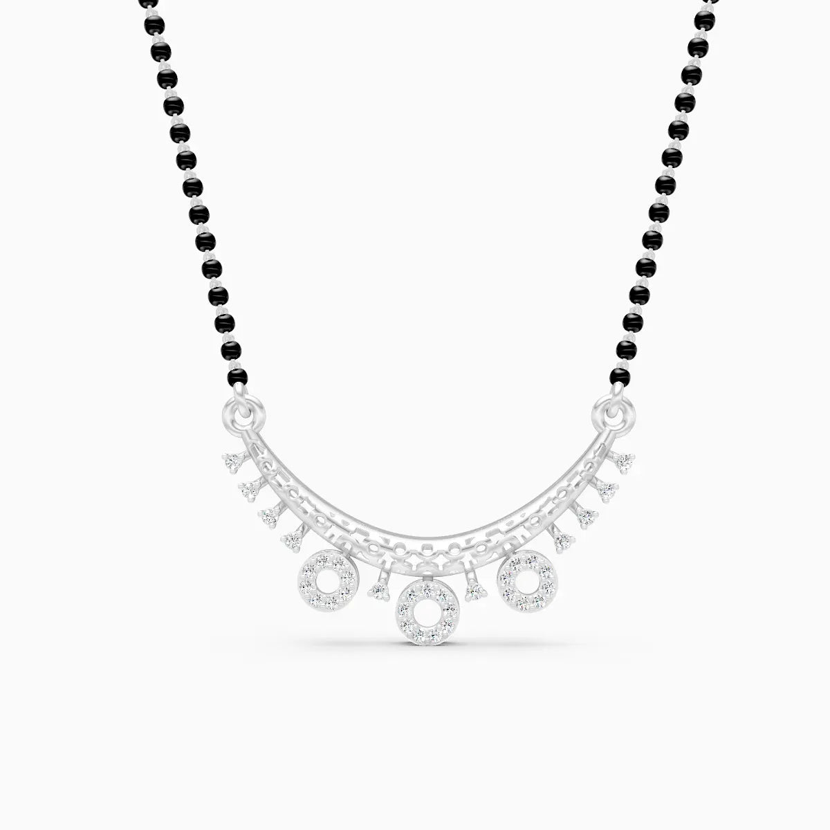 Lab Diamond Mangalsutra with Circular Pendant Accents