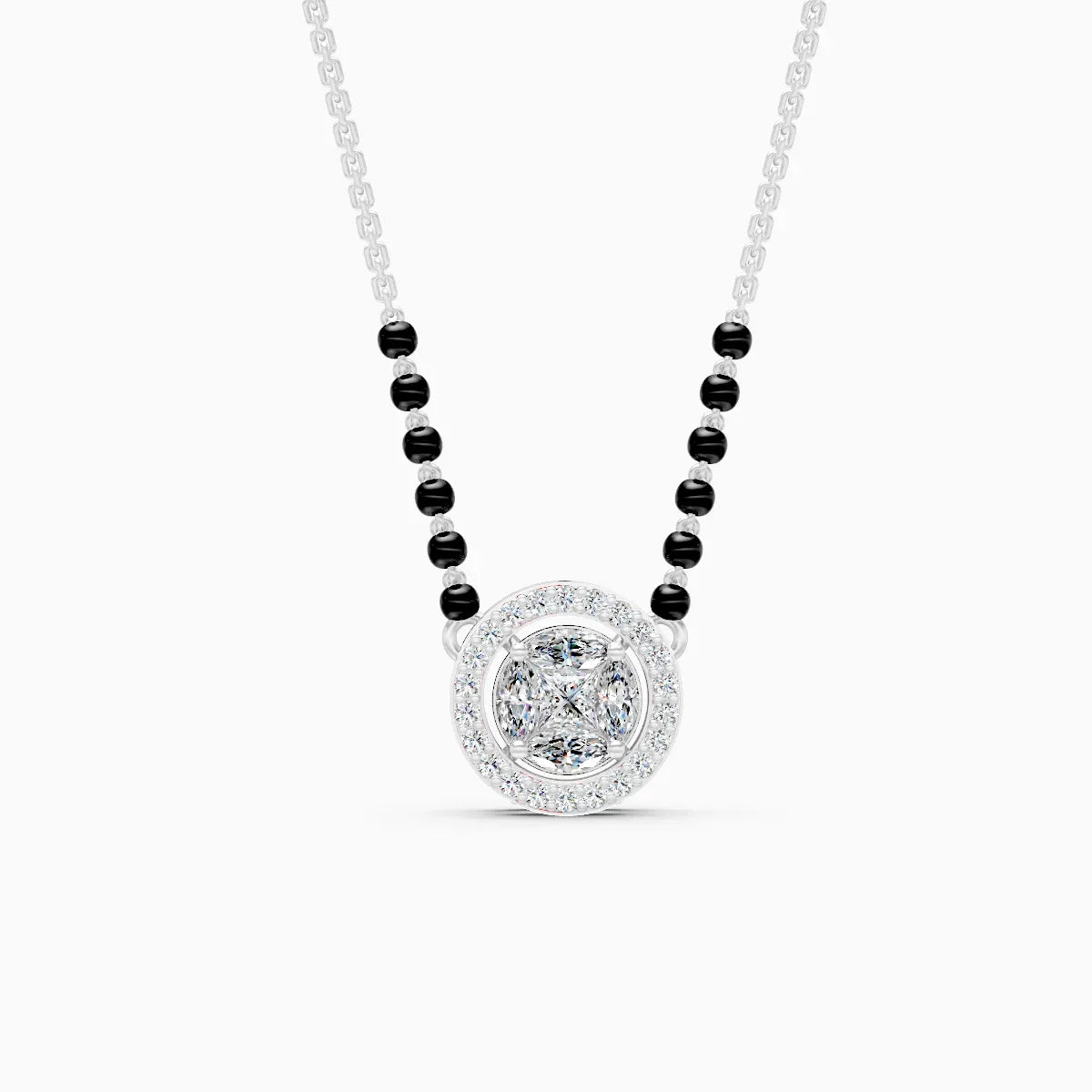 Round Halo Lab Diamond Mangalsutra
