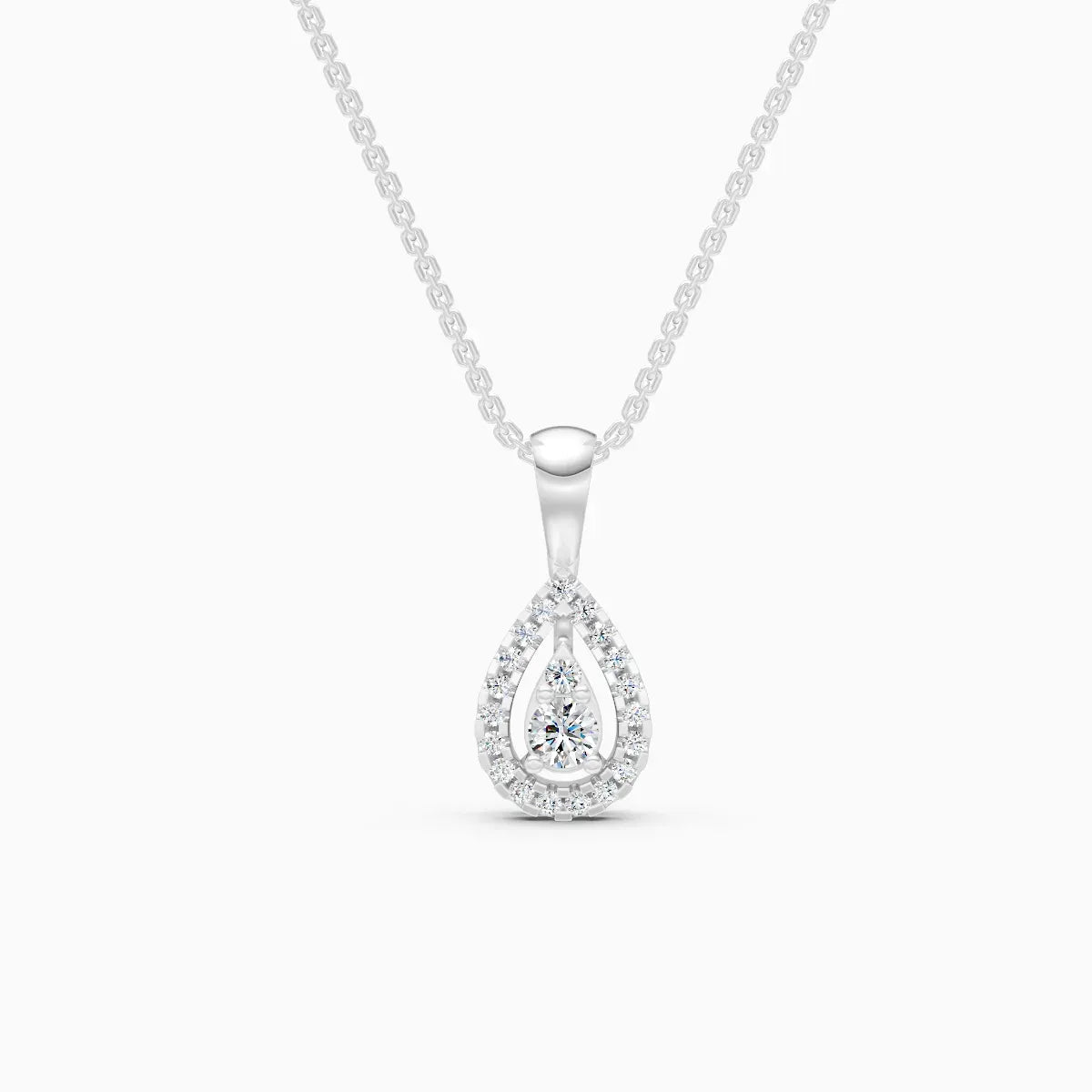 Pear Shape Halo Lab Grown Diamond Pendant