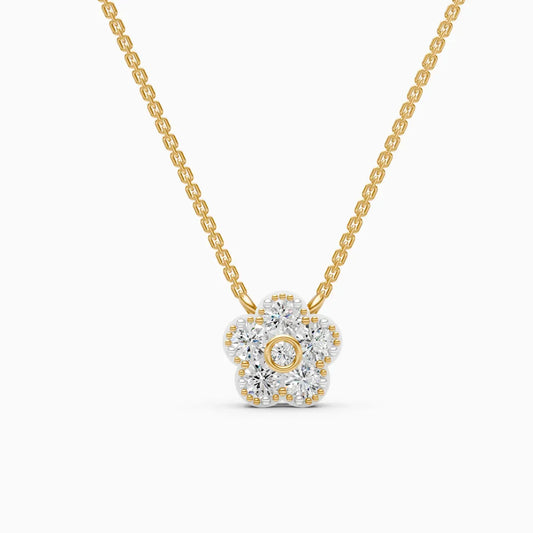 Flower Style Gold Pendant With Chain