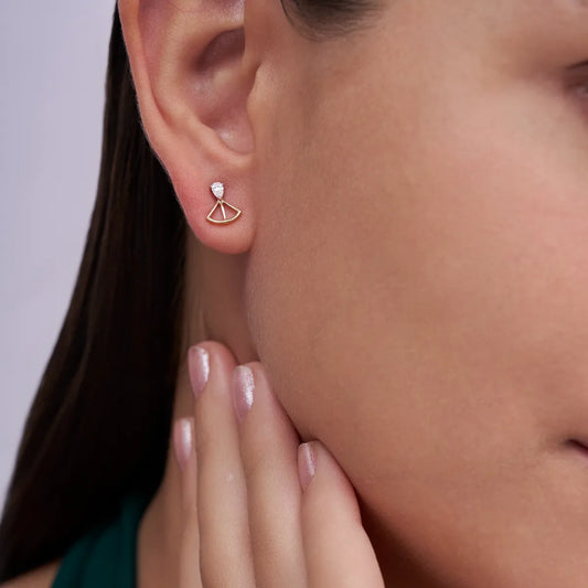 Pear Diamond Geometric Stud Earrings
