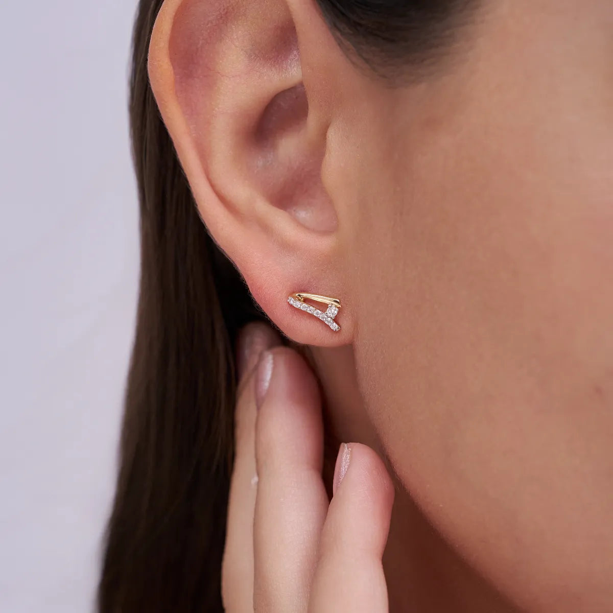 Curved Diamond Stud Earrings