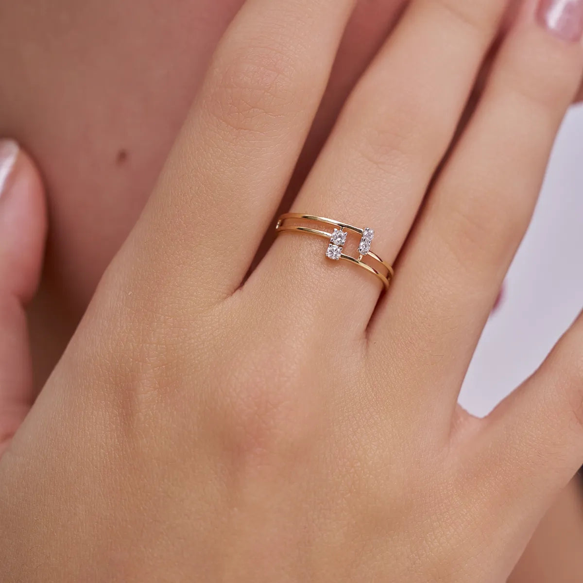 Double Bar Diamond Ring