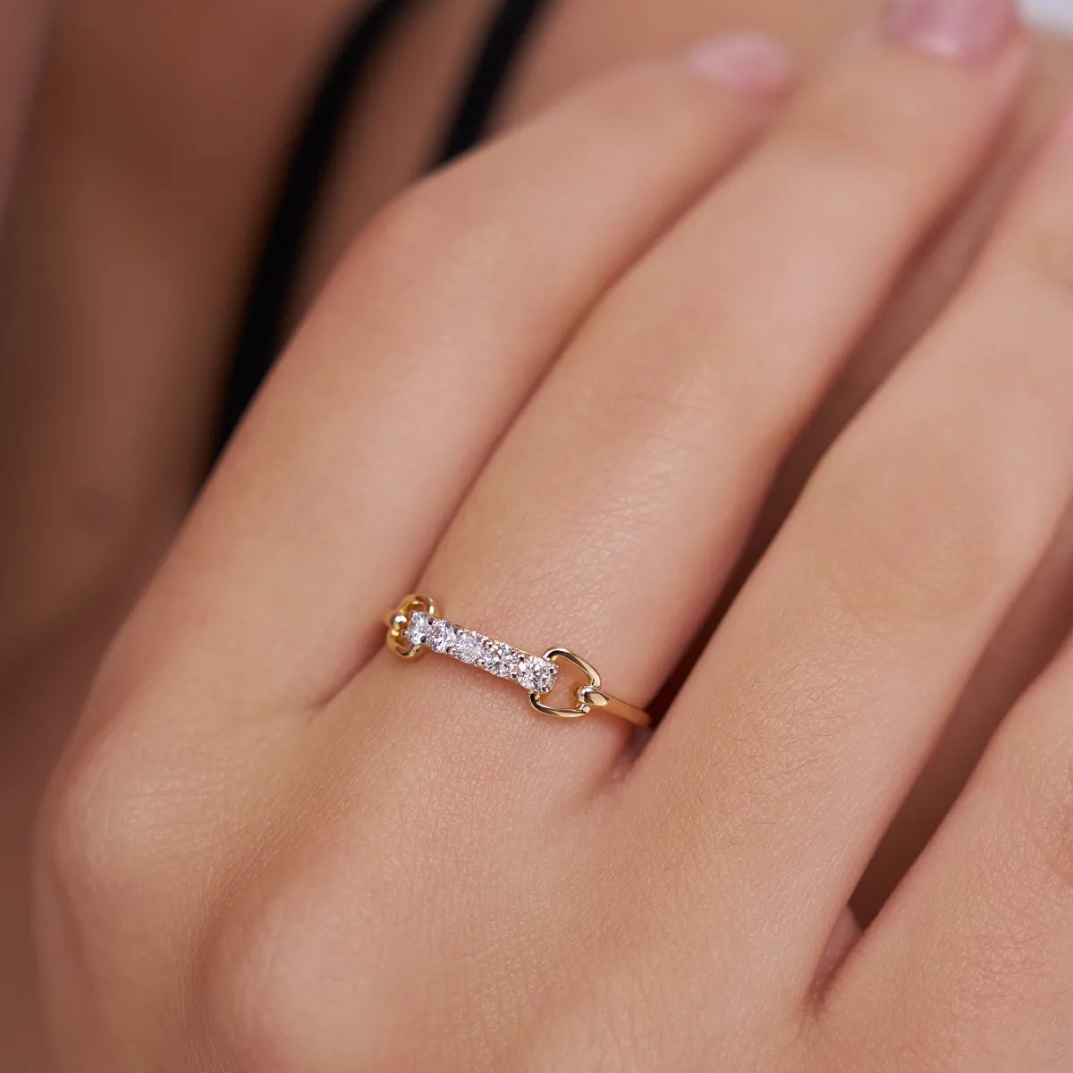 Diamond Chain Bar Ring