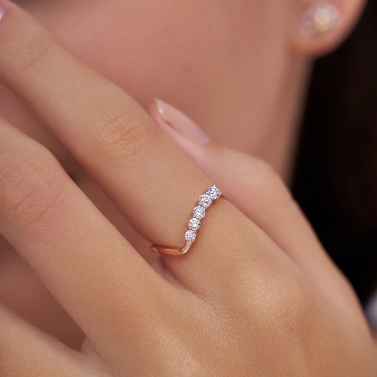 Diagonal Diamond Curve Ring