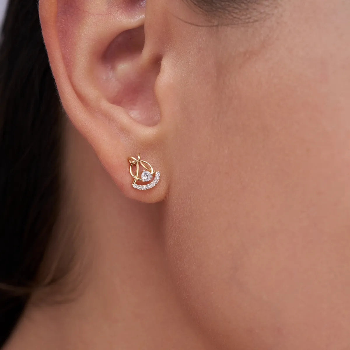 Round Knot Crescent Studs