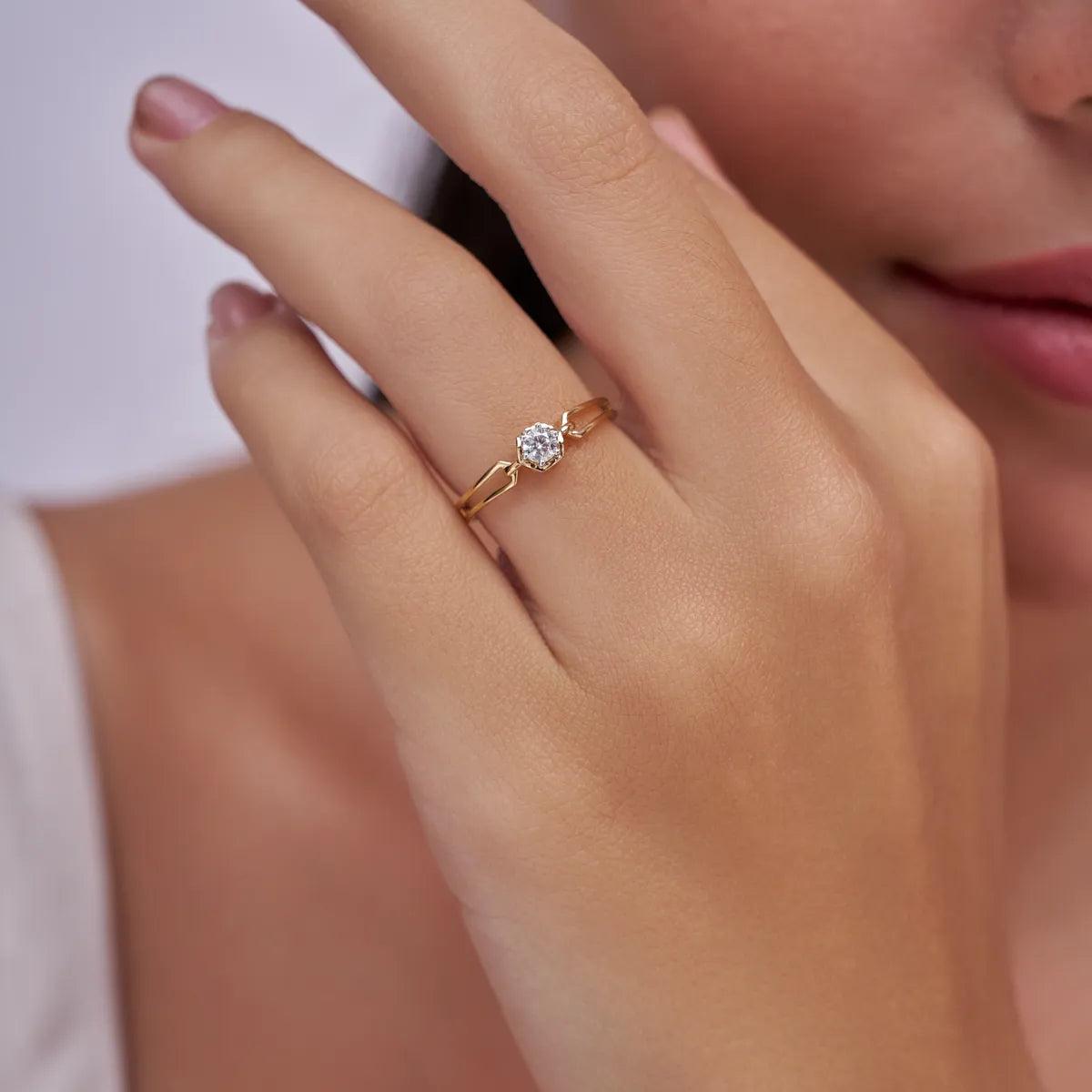 Split Band Solitaire Ring