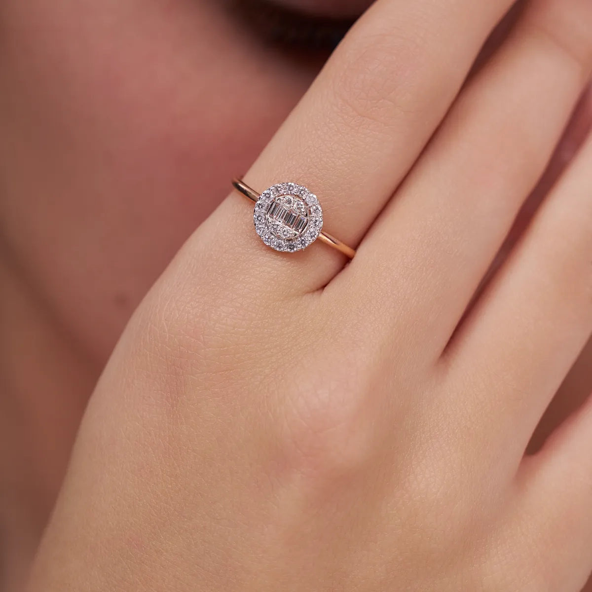 Eternal Halo & Celeste Baguette Lab Grown Diamond Ring